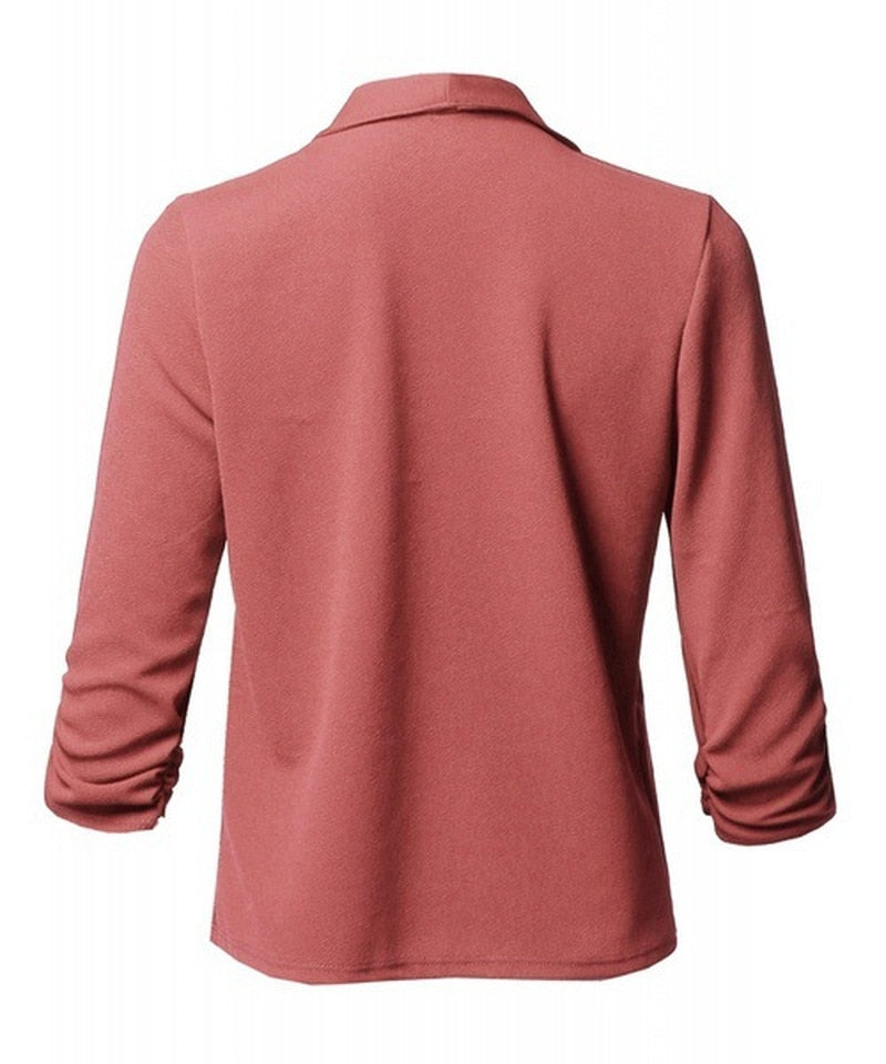 Black Blazer Cardigan Coat 2023 Long Sleeve Women Blazers and Jackets Ruched Asymmetric