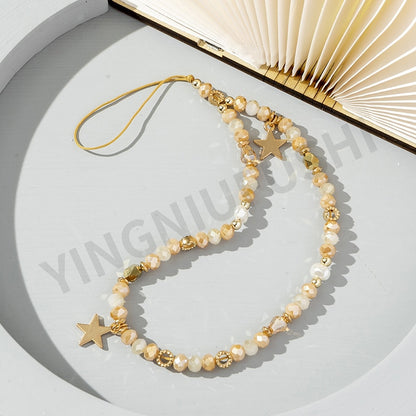 Five-pointed star pendant pearl mobile phone chain