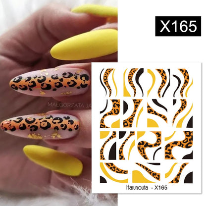 Harunouta Black Lines Flower Leaves Water Decals Stickers