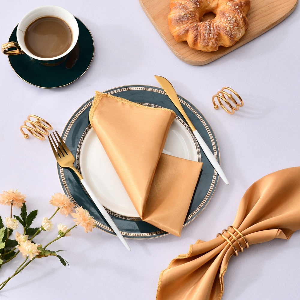 50 Pcs Satin Servietten 12x12 zoll Platz Abendessen Servietten Waschbar Weichen Tisch Servietten für Hochzeit Geburtstag Partys dekoration
