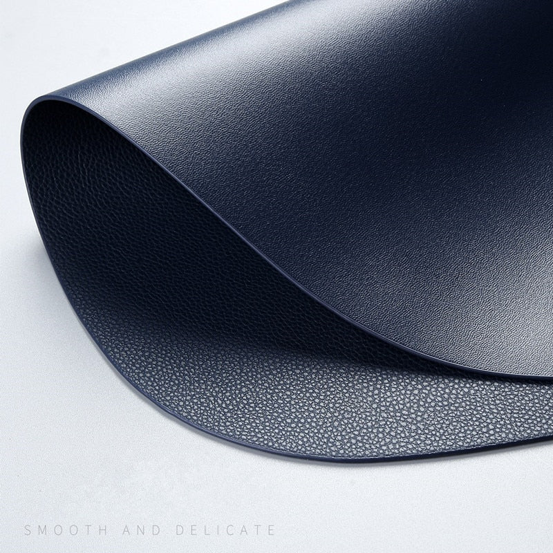 Placemat Table Mat Tableware Pad PU Leather Waterproof Heat Insulation Non-Slip Placemat Soft Black Brown Washable Bowl Coaster