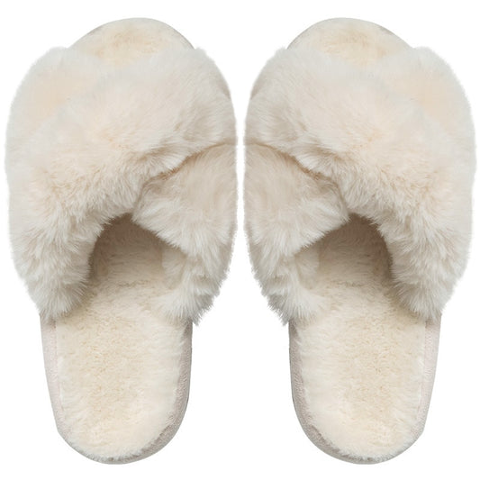 Winter Neue Frauen Slipper Weiche Kaninchen Fell Kreuz Oberen 3cm Ferse Plattform Pelz Warme Innen Damen Offene spitze flauschigen Hause Hausschuhe