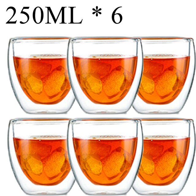 1-6 stücke Wärme Beständig Glas Becher Doppel Wand Hohe Borosilikat Kaffee Tasse Milch Zitrone Saft Bier Tasse Bar drink Kreativität Geschenk