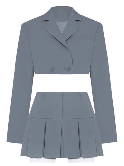 Zwei Stück Sets frauen Herbst Outfits 2023 Neue Schwarz Passenden Sets Mit Rock Und Blazer