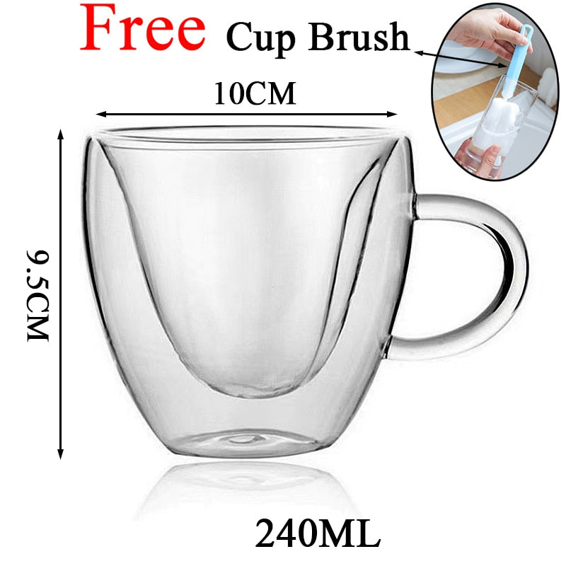 Doppel Wand Hohe Borosilikatglas Becher Hitze Beständig Tee Milch Zitrone Saft Kaffee Wasser Tasse Bar Drink Liebhaber Geschenk Kreativität