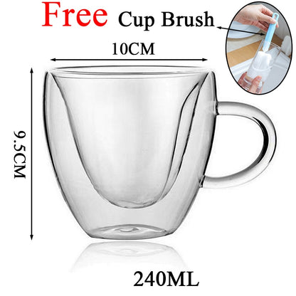 Doppel Wand Hohe Borosilikatglas Becher Hitze Beständig Tee Milch Zitrone Saft Kaffee Wasser Tasse Bar Drink Liebhaber Geschenk Kreativität