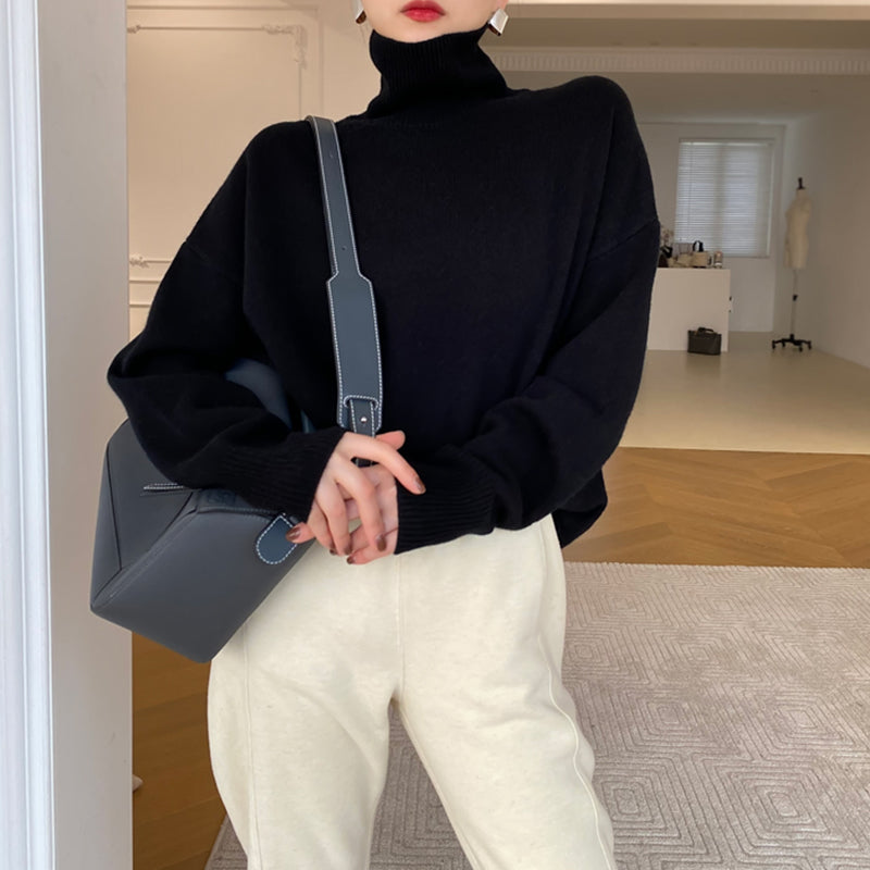 Grundlegende Schildkröte Hals Gestrickte Pullover Frauen Winter Elegante Dicke