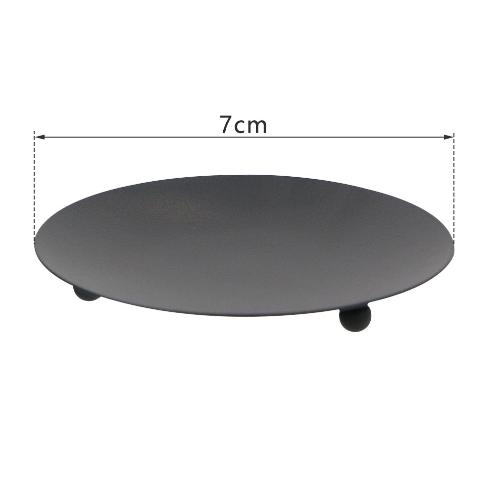 Eisen Schwarz Gold Überzogene Kerzenhalter Säule Metall Platte für Hochzeit Party Festival Leuchter Halter Kunst Geschenk Hause Dekoration