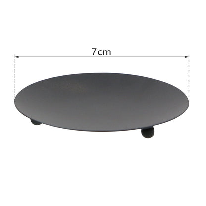 Eisen Schwarz Gold Überzogene Kerzenhalter Säule Metall Platte für Hochzeit Party Festival Leuchter Halter Kunst Geschenk Hause Dekoration