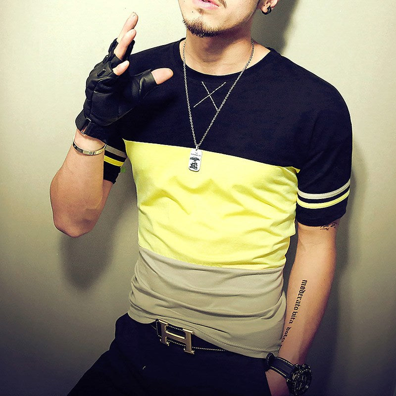 Sommer Mode männer T Shirt Casual Patchwork Kurzarm T Shirt