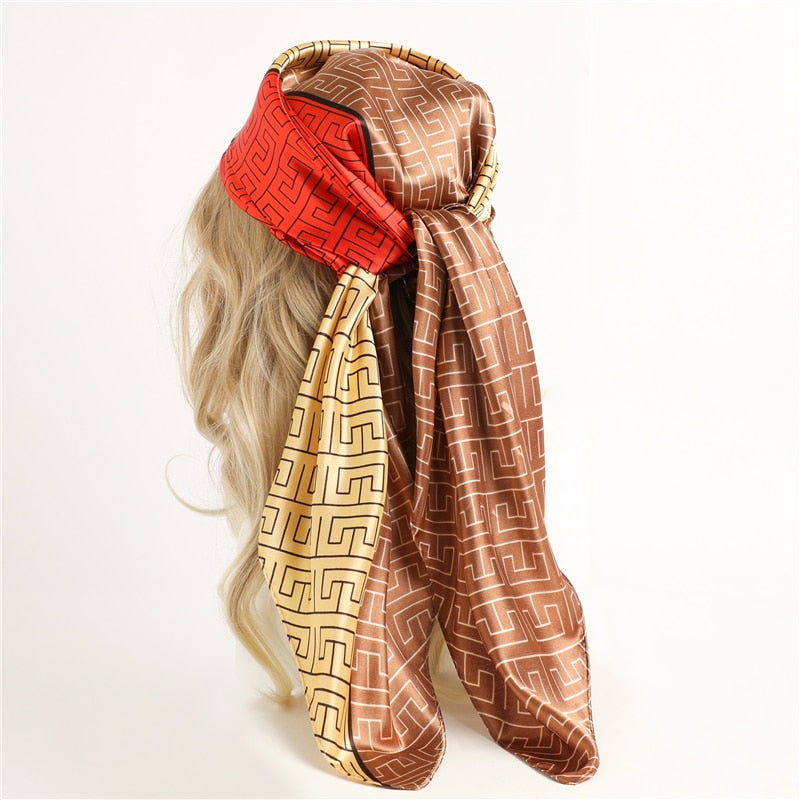 Neckerchief Shawl Wraps Print Silk Satin Scarf