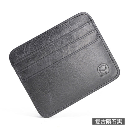 Retro Erste Schicht Aus Echtem Leder Karte Tasche mit 7 Card Slot Super Dünne 100% Echt Leder Bank Karte Halter Münze geldbörse Art Brieftasche