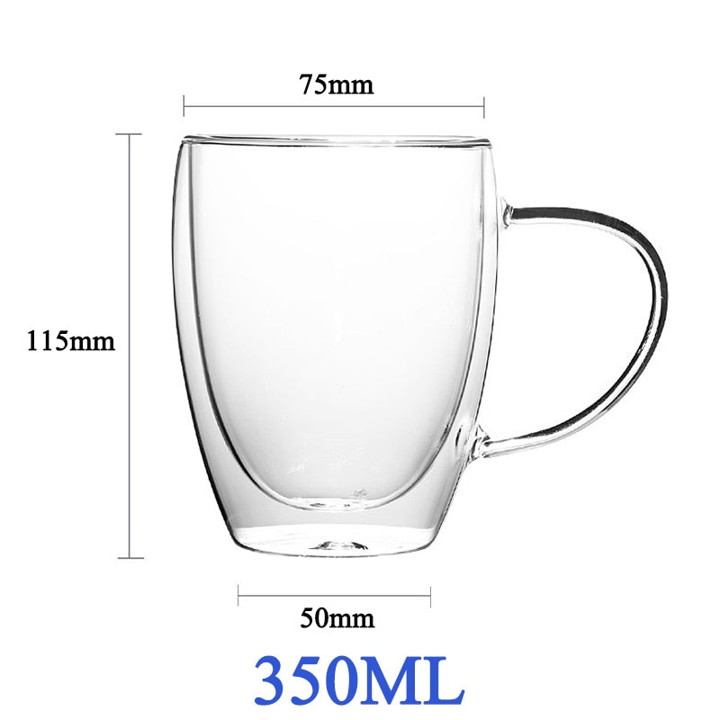 1-6PCS 80-450ML Wärme Beständig Doppel Wand Tee Glas Tasse Bier Kaffee Handgemachte Kreative Kalt getränke Transparent Drink Set