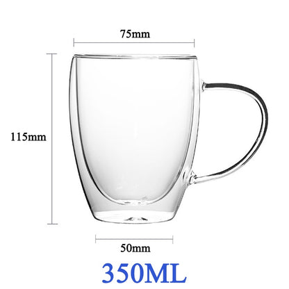 1-6PCS 80-450ML Wärme Beständig Doppel Wand Tee Glas Tasse Bier Kaffee Handgemachte Kreative Kalt getränke Transparent Drink Set