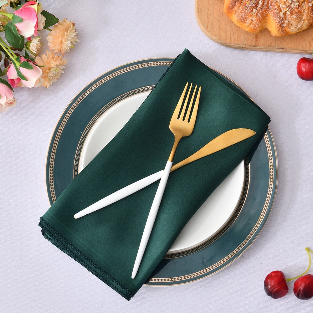 50 Pcs Satin Servietten 12x12 zoll Platz Abendessen Servietten Waschbar Weichen Tisch Servietten für Hochzeit Geburtstag Partys dekoration