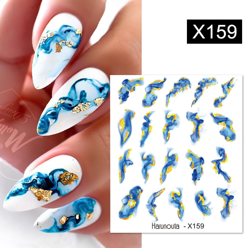 Harunouta Black Lines Flower Leaves Water Decals Stickers