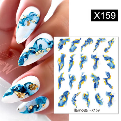 Harunouta Black Lines Flower Leaves Water Decals Stickers