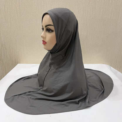 H124 plain big size muslim hijab with chin part top quality Hijab