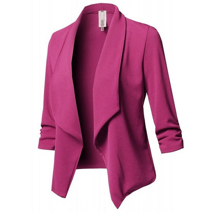 Black Blazer Cardigan Coat 2023 Long Sleeve Women Blazers and Jackets Ruched Asymmetric
