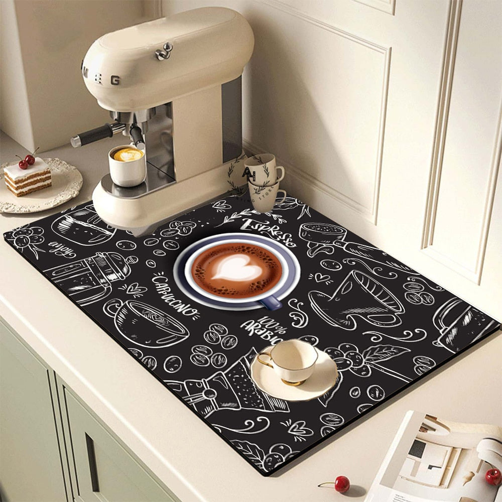 Retro Cafe Design Ablauf Pad Geschirr Kaffee Tasse Tischset Küche Teppiche Abtropfgestell Saugfähigen Durable Napa Haut Bad Tisch Matte