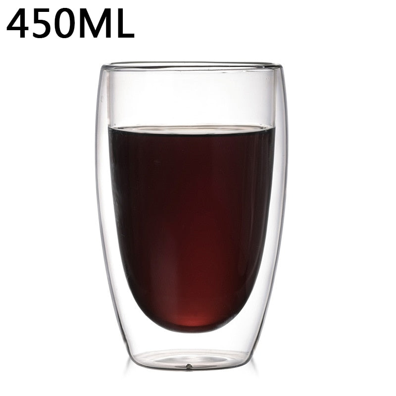 1-6PCS 80-450ML Wärme Beständig Doppel Wand Tee Glas Tasse Bier Kaffee Handgemachte Kreative Kalt getränke Transparent Drink Set