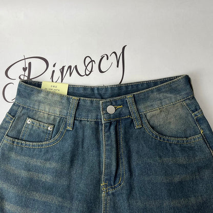 Rimocy Vintage Breite Bein Cargo Jeans Frauen 2023 Herbst Hohe Taille Bagge Hosen Frau Y2k Streetwear Lose Denim Hosen Weibliche