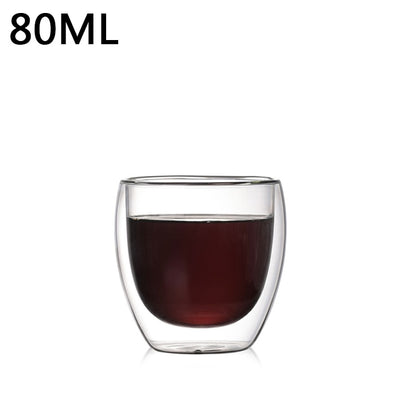 1-6PCS 80-450ML Wärme Beständig Doppel Wand Tee Glas Tasse Bier Kaffee Handgemachte Kreative Kalt getränke Transparent Drink Set