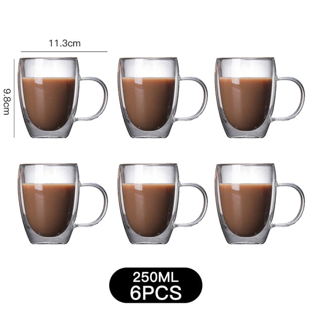 1-6 stücke Wärme Beständig Glas Becher Doppel Wand Hohe Borosilikat Kaffee Tasse Milch Zitrone Saft Bier Tasse Bar drink Kreativität Geschenk
