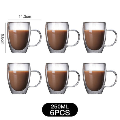 1-6 stücke Wärme Beständig Glas Becher Doppel Wand Hohe Borosilikat Kaffee Tasse Milch Zitrone Saft Bier Tasse Bar drink Kreativität Geschenk