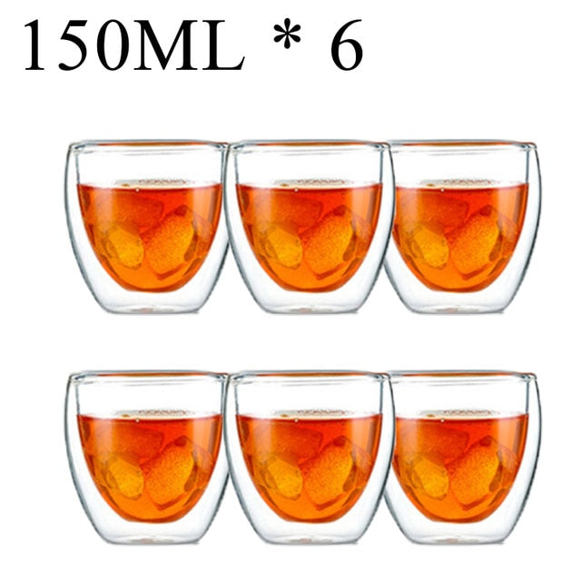 1-6 stücke Wärme Beständig Glas Becher Doppel Wand Hohe Borosilikat Kaffee Tasse Milch Zitrone Saft Bier Tasse Bar drink Kreativität Geschenk