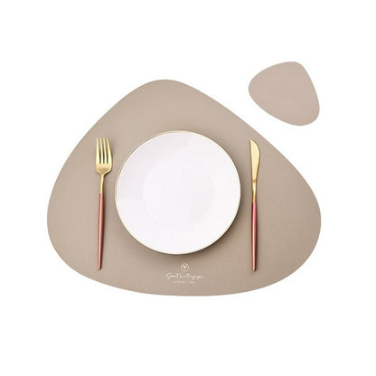 Inyahome PU Tischsets für Tisch Wasserdicht Nicht-Slip Isolierung Leder Ort Matten Set Nordic Stil Weihnachten Coaster Cup Matte