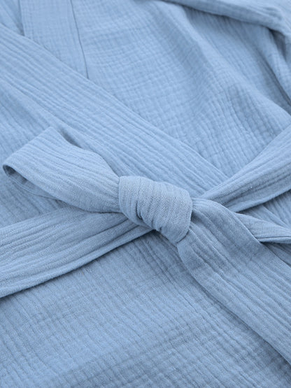 Krepp Baumwolle Robe Frauen Nachtwäsche Nachtwäsche Mini Bademäntel Spitze Up Nachtwäsche Musselin Frauen Hause Kleidung Einfarbig Roben Frauen Nachthemd