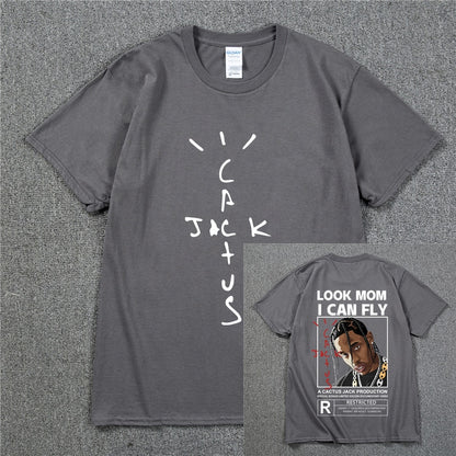 Mode Hip Hop Männer T-shirt Tour Kurzarm KAKTUS JACK Print Kanye West Grundlegende Paar Lose Kurzarm T-Shirt