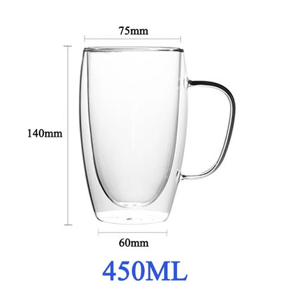 1-6PCS 80-450ML Wärme Beständig Doppel Wand Tee Glas Tasse Bier Kaffee Handgemachte Kreative Kalt getränke Transparent Drink Set