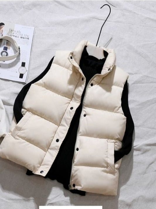 Frauen Winter Warme Baumwolle Gepolsterte Puffer Westen Ärmellose Parkas Jacke