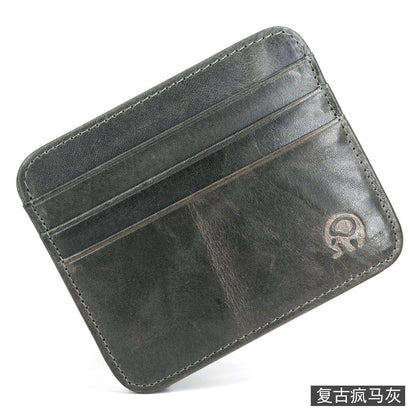 Retro Erste Schicht Aus Echtem Leder Karte Tasche mit 7 Card Slot Super Dünne 100% Echt Leder Bank Karte Halter Münze geldbörse Art Brieftasche