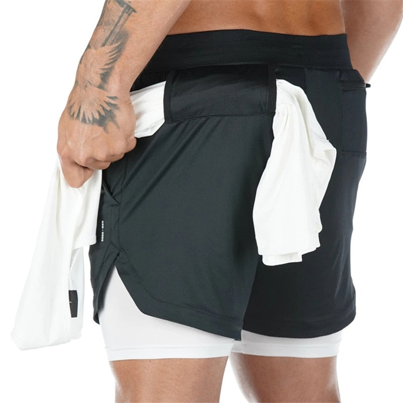 Lauf Camo Shorts Männer 2 In 1 Doppel-deck Quick Dry GYM
