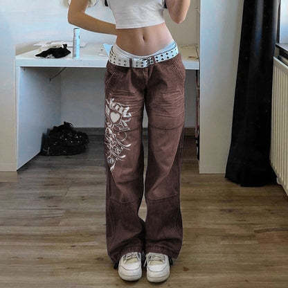 Harajuku Grunge Vintage Niedrigen Taille Cargo Hosen Y2K Ästhetik Indie Frauen &/39;s Jeans Taschen Koreanischen Streetwear Retro Hosen