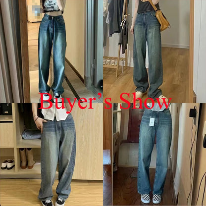 Rimocy Vintage Breite Bein Cargo Jeans Frauen 2023 Herbst Hohe Taille Bagge Hosen Frau Y2k Streetwear Lose Denim Hosen Weibliche