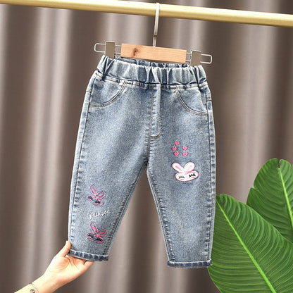 Mädchen Cartoon Jeans Hosen Kinder Jeans hose Freizeit kleidung für Kleinkind Baby Mädchen 2-6 Jahre Frühling Sommer trend ige Kinder kleidung