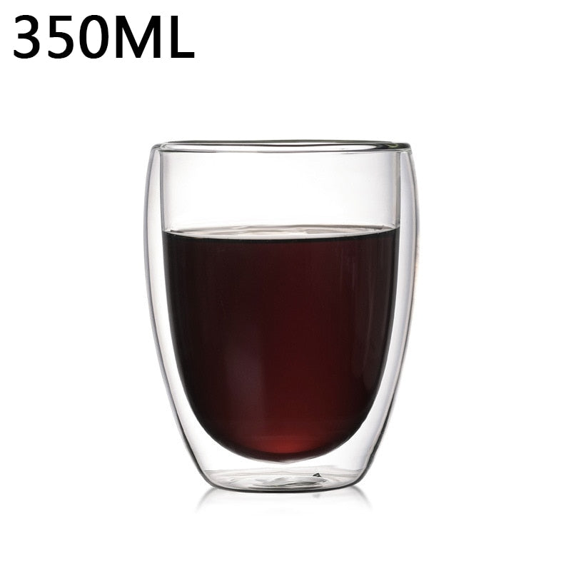 1-6PCS 80-450ML Wärme Beständig Doppel Wand Tee Glas Tasse Bier Kaffee Handgemachte Kreative Kalt getränke Transparent Drink Set