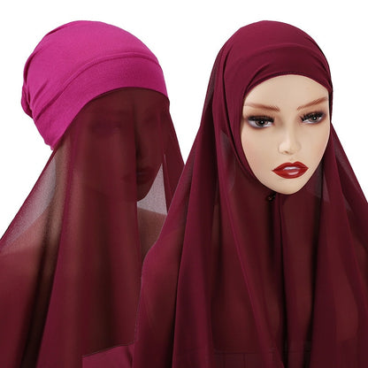 Muslimische Frauen Chiffon Hijab Mit Kappe Motorhaube instant