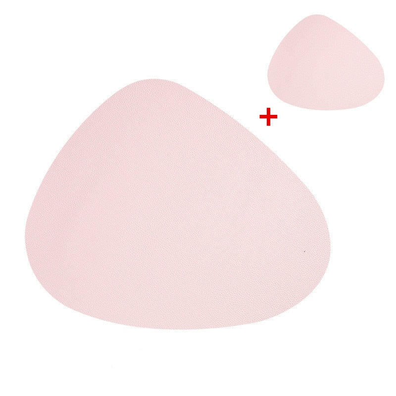 Placemat Table Mat Tableware Pad PU Leather Waterproof Heat Insulation Non-Slip Placemat Soft Black Brown Washable Bowl Coaster