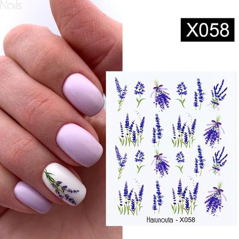 Harunouta Black Lines Flower Leaves Water Decals Stickers