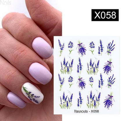 Harunouta Black Lines Flower Leaves Water Decals Stickers