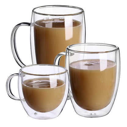 1-6PCS 80-450ML Wärme Beständig Doppel Wand Tee Glas Tasse Bier Kaffee Handgemachte Kreative Kalt getränke Transparent Drink Set