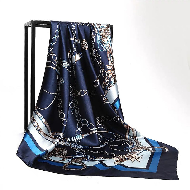 Platz Seide Schals Frauen 90*90cm Satin Hijab Schal Muslimischen