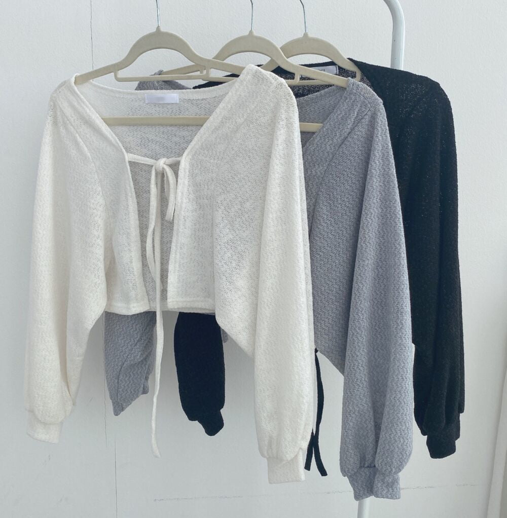 Dünne Weiße Strickjacke Verband Laterne Hülse Kurzen Mantel Ziehen