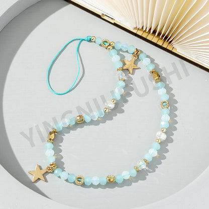 Five-pointed star pendant pearl mobile phone chain
