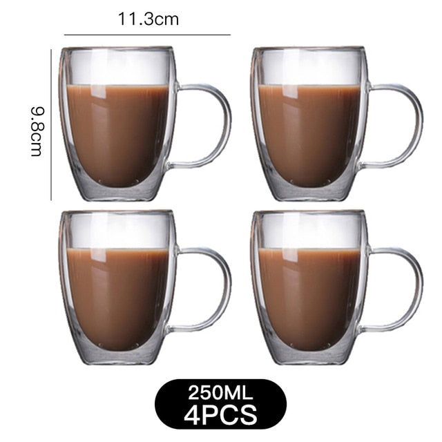 1-6 stücke Wärme Beständig Glas Becher Doppel Wand Hohe Borosilikat Kaffee Tasse Milch Zitrone Saft Bier Tasse Bar drink Kreativität Geschenk